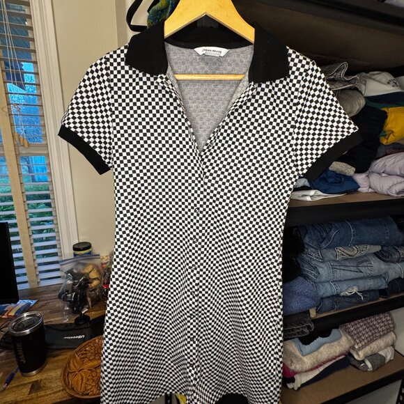 Urban Revivo Checker Mini Dress | Size L | Stretch Knit | Snap-Front - Picture 8 of 8